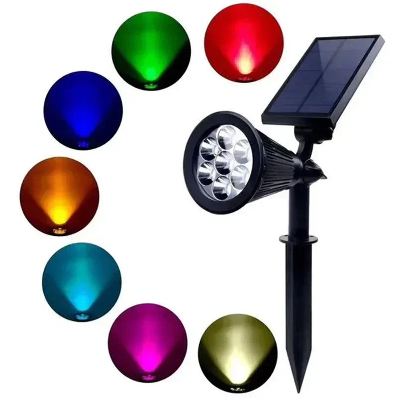 Solar Spotlight 7LED Lamp Adjustable In-Ground Landscape Wall Light