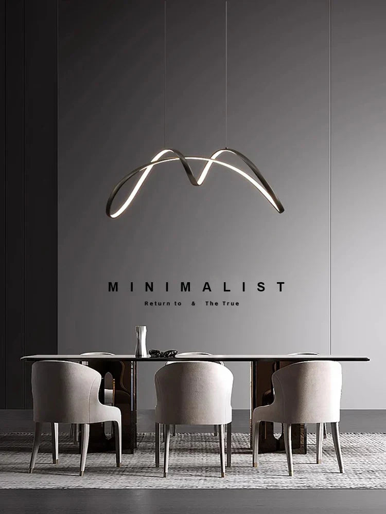 Modern Copper LED Chandelier for Dining Room and Bedroom Lighting