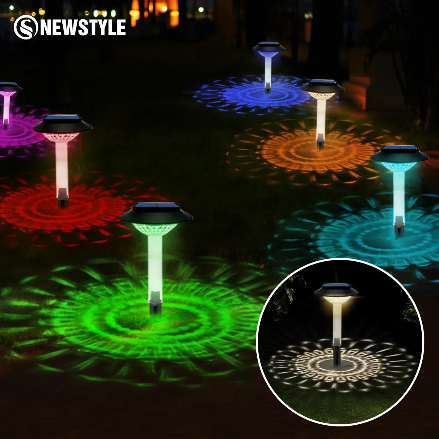 Solar Pathway Lights: RGB Color Outdoor Landscape Lighting for Yard, Garden, Walkway