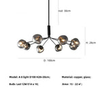 Gray Lava Glass Chandelier LED Pendant Light Modern Nordic Design