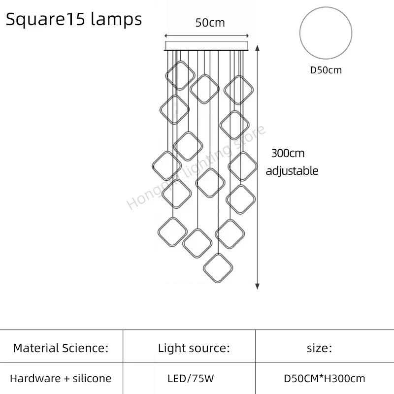 Modern Chandelier Luxury Villa Staircase Lighting by Afralia™