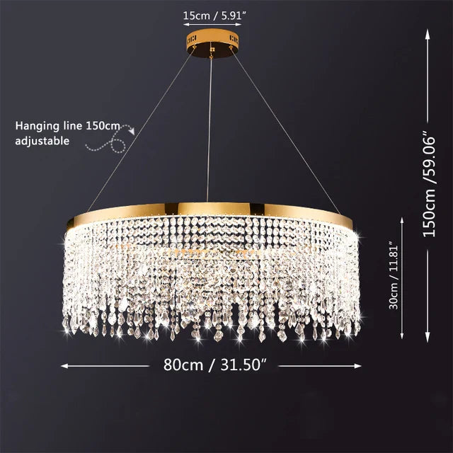 Crystal Chandelier Pendant Light LED Fixture for Living Dining Room Glamorous Home Decor