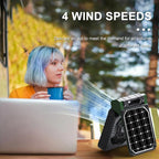 Solar Fan Camping Light: Portable Desk Lamp, 4 Speeds, Rechargeable for Outages & Outdoor Retreats