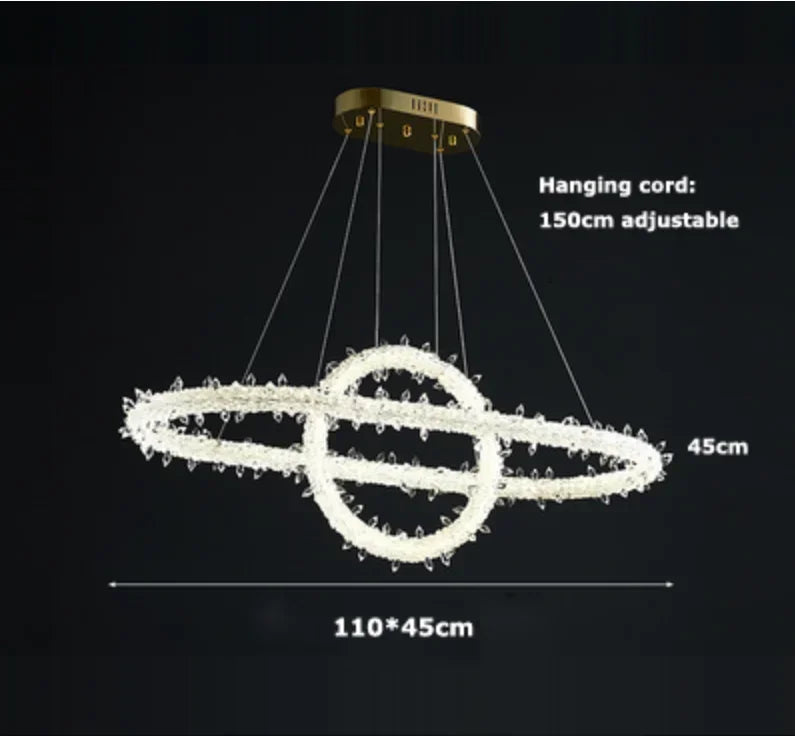 Crystal Flower LED Chandelier: Elegant Round Pendant Light for Dining & Living Room