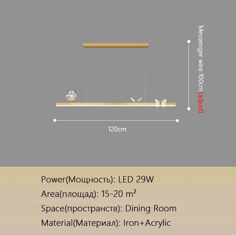 Butterfly Chandelier: Modern Minimalist Pendant Lamp for Dining Room, Study, Bar