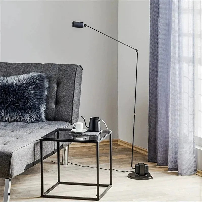 Lumina Adjustable Long Arm Floor Lamp - Industrial Design for Reading and Study Room