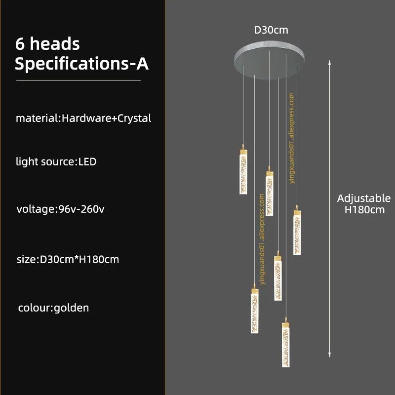 Crystal Ceiling Chandelier: Modern Nordic Design, Long Staircase Pendant Lamp