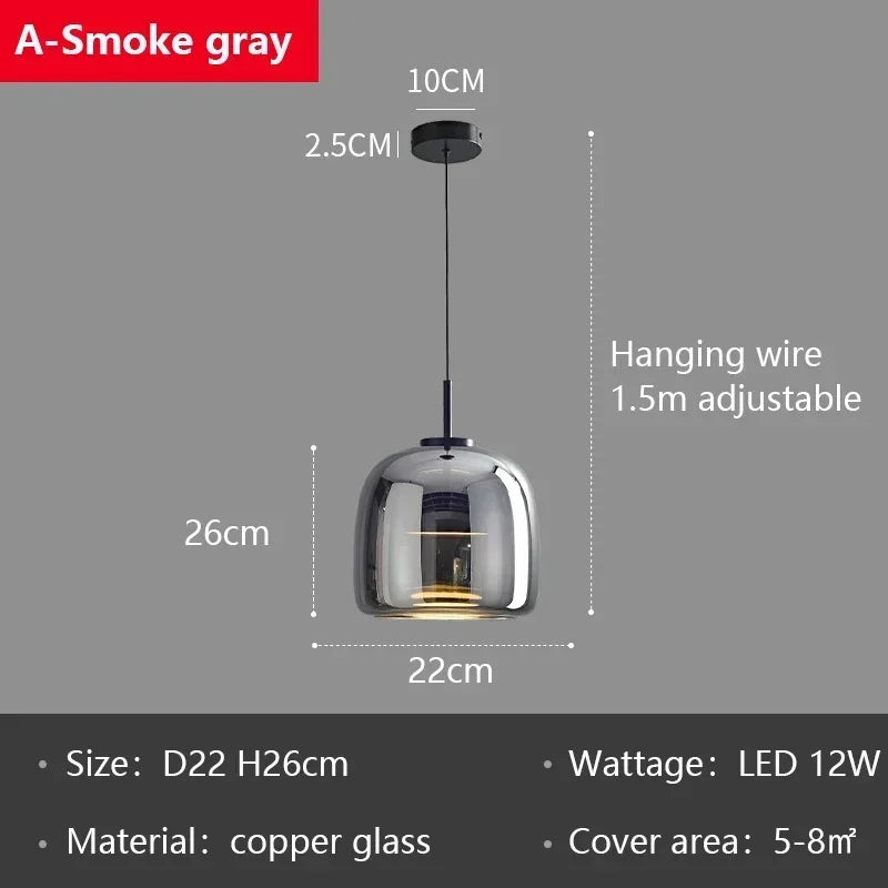 Nordic Glass LED Pendant Lights Copper Chandeliers for Home Decor