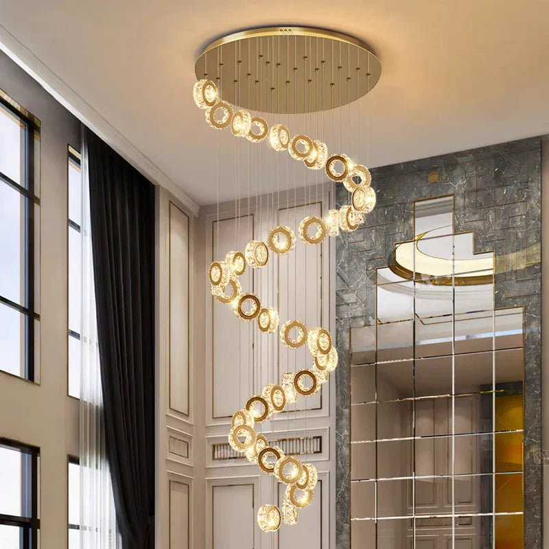 Crystal Chandelier Stair Pendant Lamp Living Room Pendant Lights Interior Lighting
