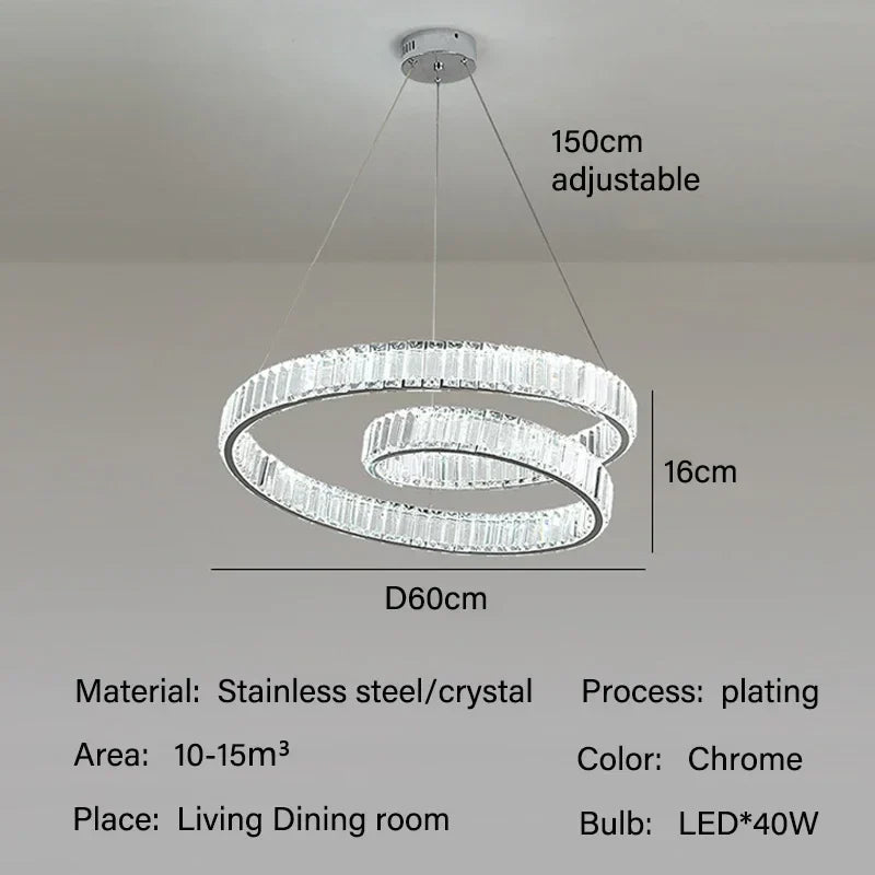 Crystal LED Pendant Lights: Modern Luxury Chandelier for Living and Dining Rooms