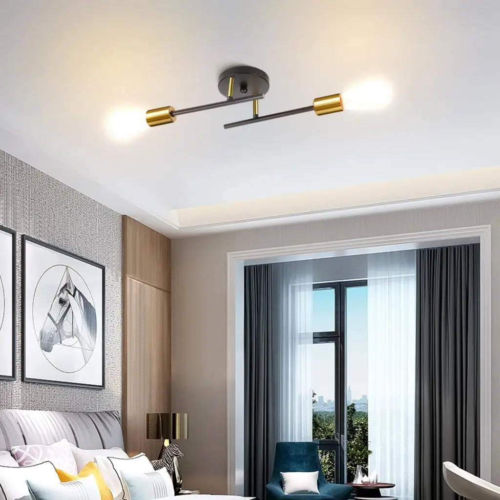 Nordic Minimalist LED Ceiling Chandelier Black Gold for Living Rooms Bedrooms