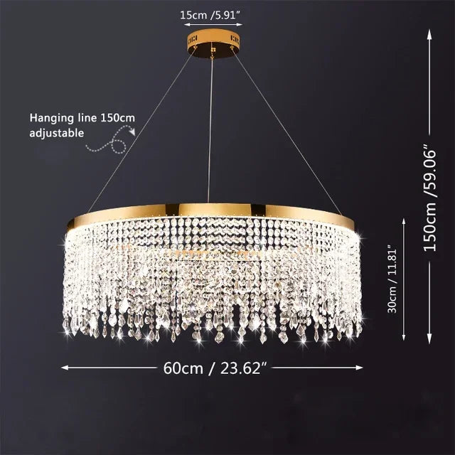 Crystal Chandelier Luxury Pendant Light for Living Dining Room LED Fixture