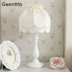 Lace Fabric Table Lamp Led Desk Light for Home Wedding Decor Bedroom