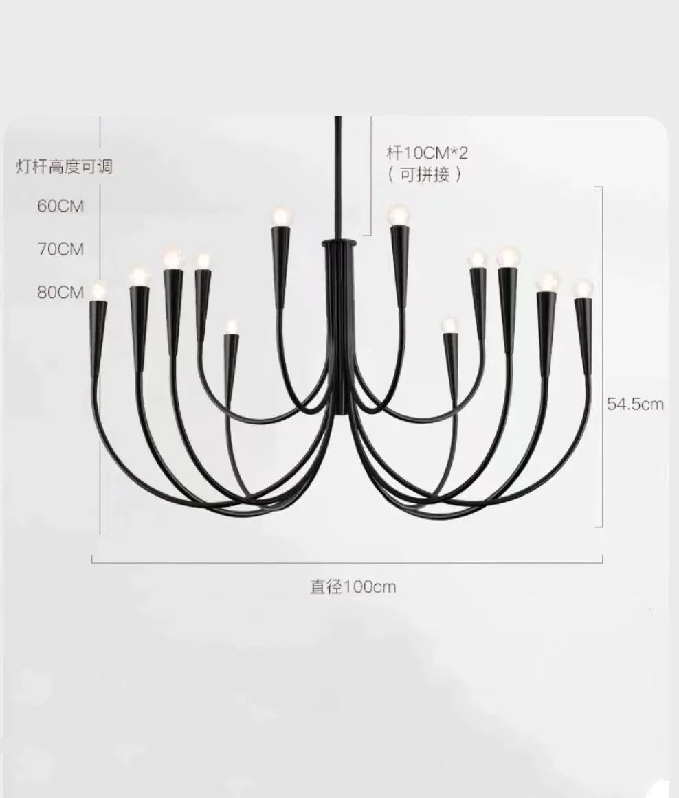 Nordic LED Glod Chandelier Retro Hanging Pendant Lamp for Living Room Decor