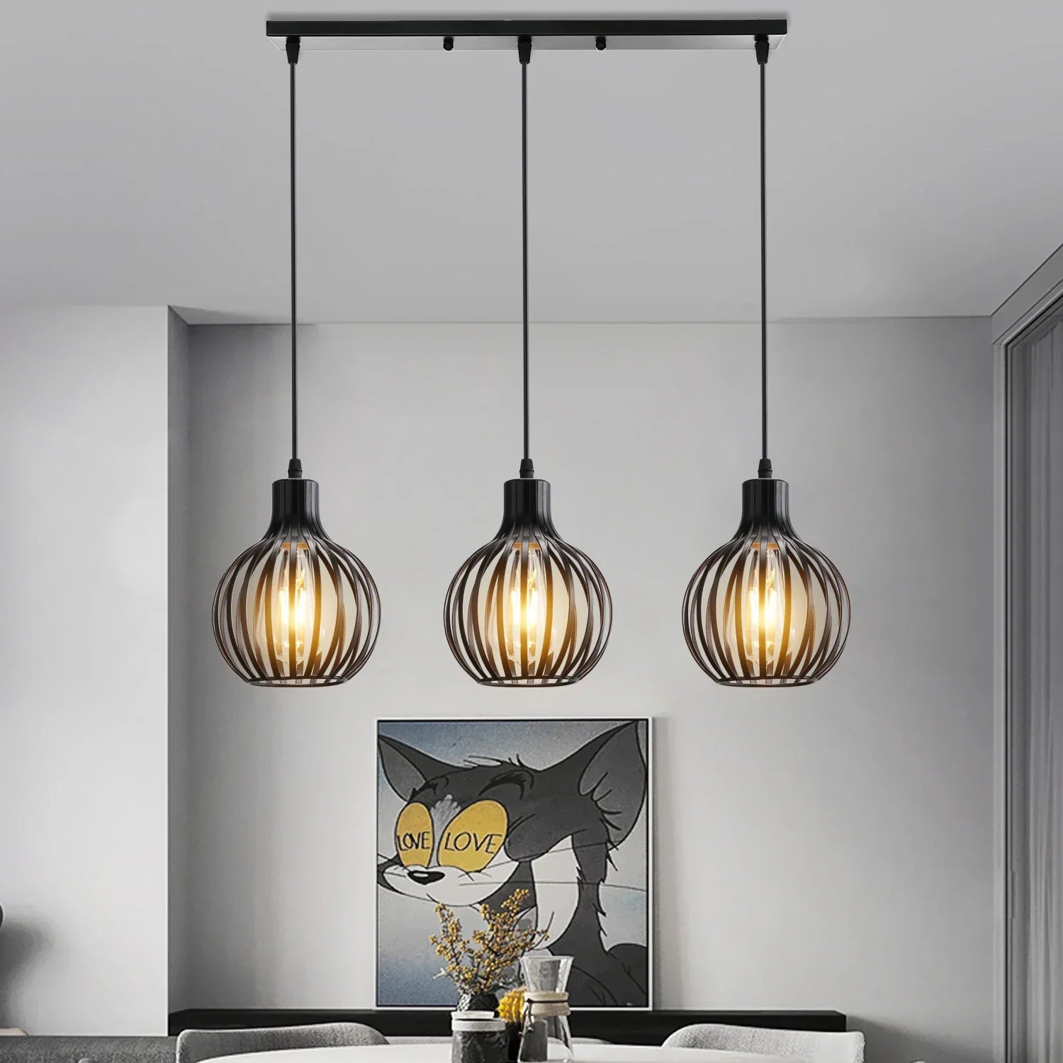 Industrial Wood Pendant Chandelier for Dinning Living Room Kitchen LED Fixture
