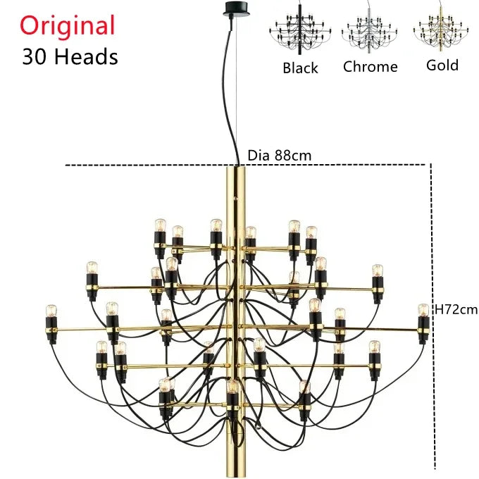 2097 Gold Silver Chandelier 50 Heads Pendant Lights for Living Room decor