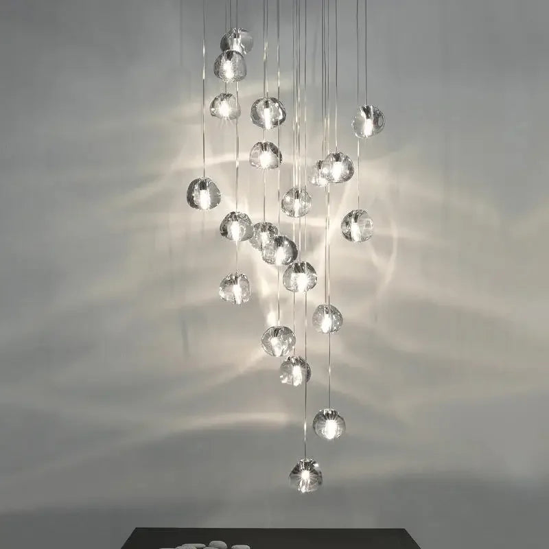 Crystal Ball Chandelier: Modern LED Stair Chandelier for Living Room, Kitchen, and Loft