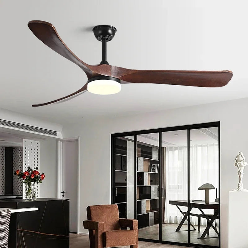 70" Wooden Ceiling Fan with Reversible Motor for Year-Round Comfort