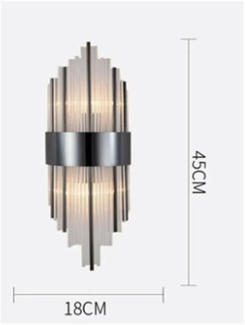 Black Gold Crystal Wall Sconce LED Light for Bedroom Living Room Home Décor