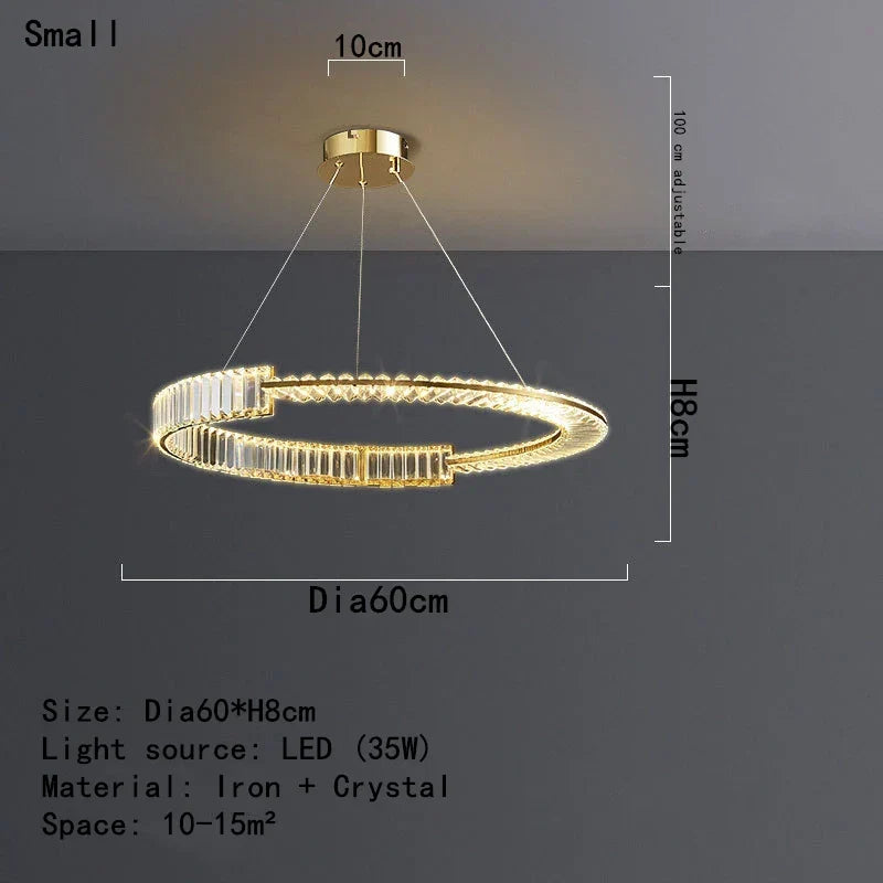 Round Iron Electroplating K9 Crystal LED Chandelier - Home Improvement