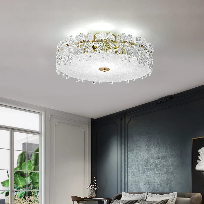 Crystal Glass Maple Leaf Ceiling Chandelier for Modern Luxury Minimalist Living Room