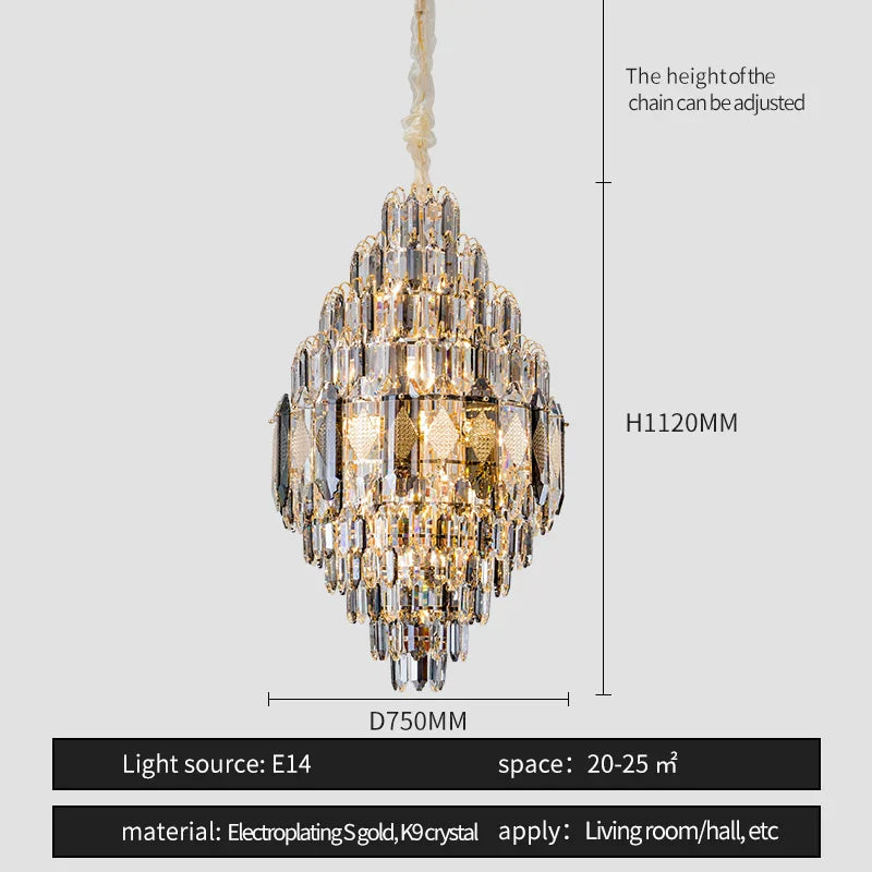 Crystal Pendant Lamp: Nordic Modern Luxury for Villa, Hotel, and Living Room