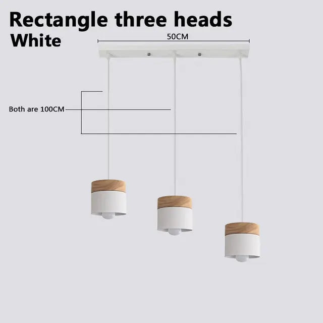 Wood Iron Pendant Lights: Modern Nordic Colorful Minimalist LED Hanging Lamps