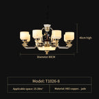 All Copper Jade Chandelier for Living Room, Villa Duplex Multi-storey Lighting