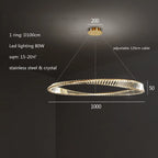 Irregular Gold Steel LED Pendant Light with Dimmable K9 Crystals