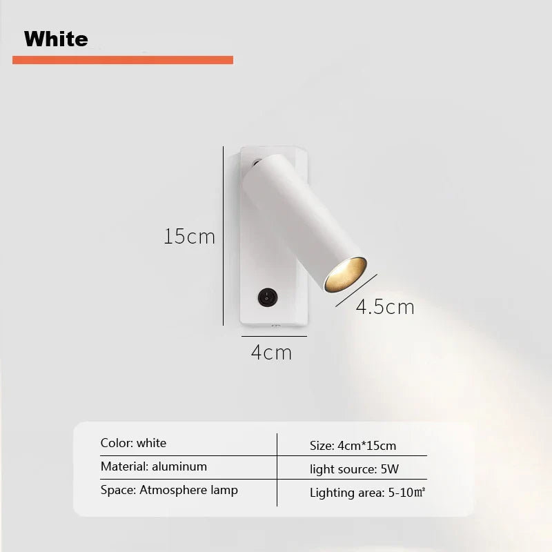 LED Wall Light: Modern Rotation Headboard Reading Lights for Bedroom, Living Room