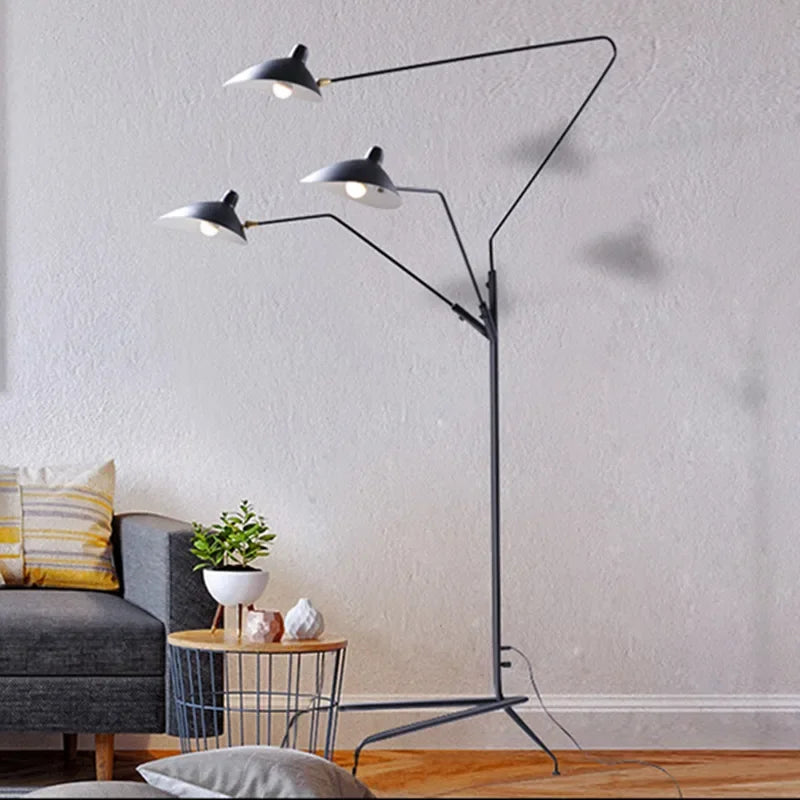 Black Aluminum Nordic LED Floor Lamp for Living Room, Bedroom - Standing Tall E27 Light