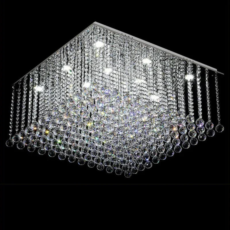 Luxury Living Room Crystal Chandelier LED Pendant Light Flush Mount Cieling Lamp