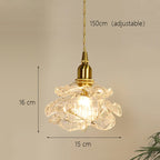 Romantic Rose Glass Chandelier Lighting Vintage Brass Luxury Hanging Lamp
