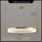 Crystal Chandelier Circular Pendant Light for Modern French Style Dining-Table Decor