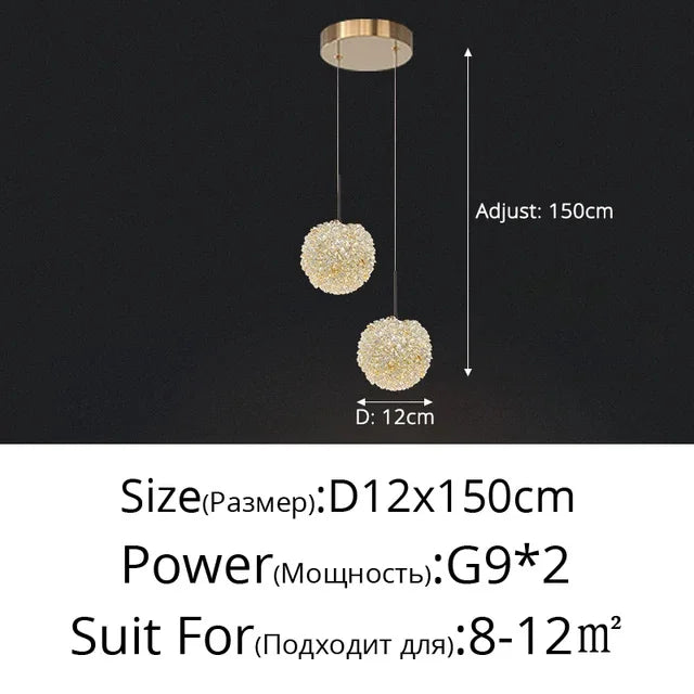 Crystal Ball Pendant Chandelier for Bedroom Bar Deco