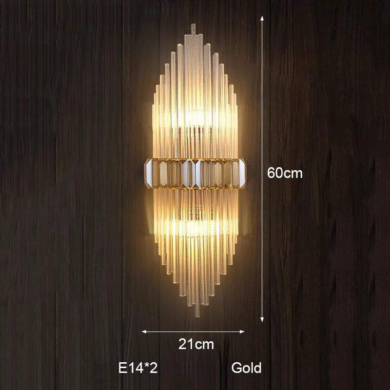 Crystal Strip LED Wall Lamp for Living Room, Bedroom, Study, Balcony Lighting