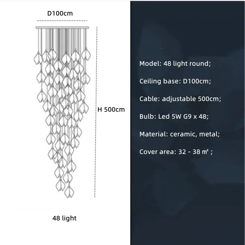 Magnolia Flower G9 LED Chandelier - White Luxury Pendant Light Fixtures