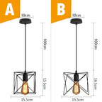 Black Metal Cage Pendant Light - Vintage Industrial Loft Kitchen Lighting