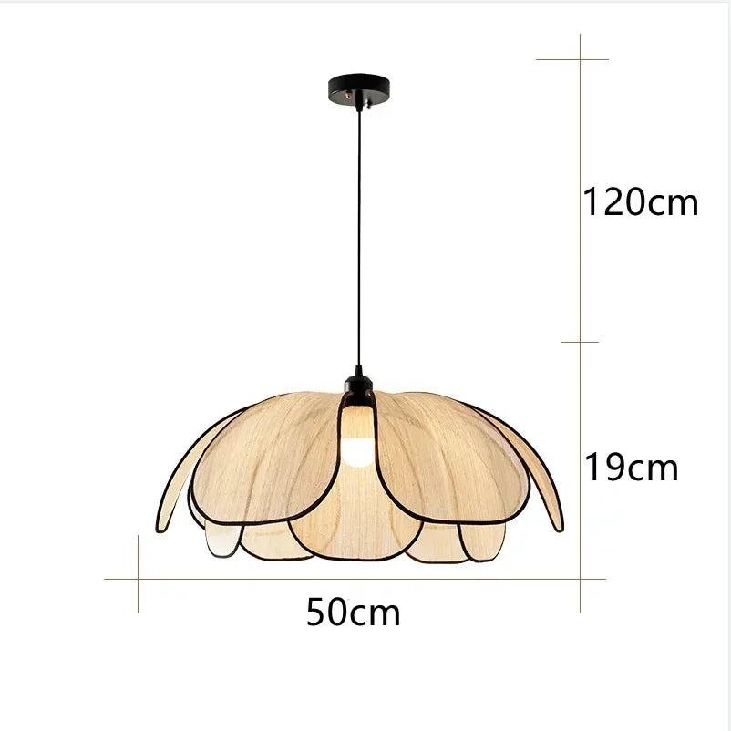 Petal Rattan Pendant Lamp, Elegant Ceiling Light for Dining Room & Living Space