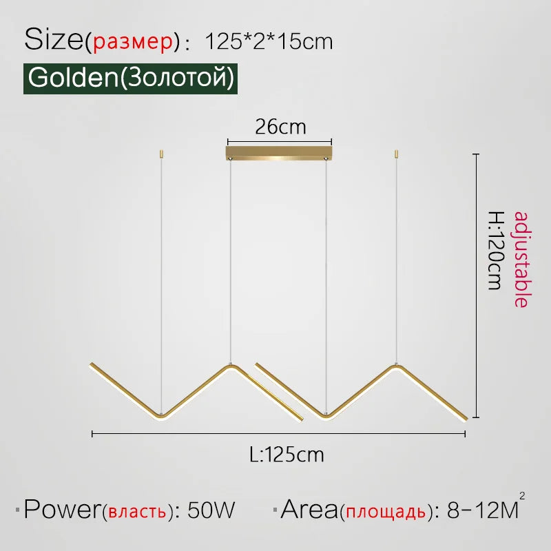 Modern Nordic Line Chandelier for Dining Table and Bar Settings