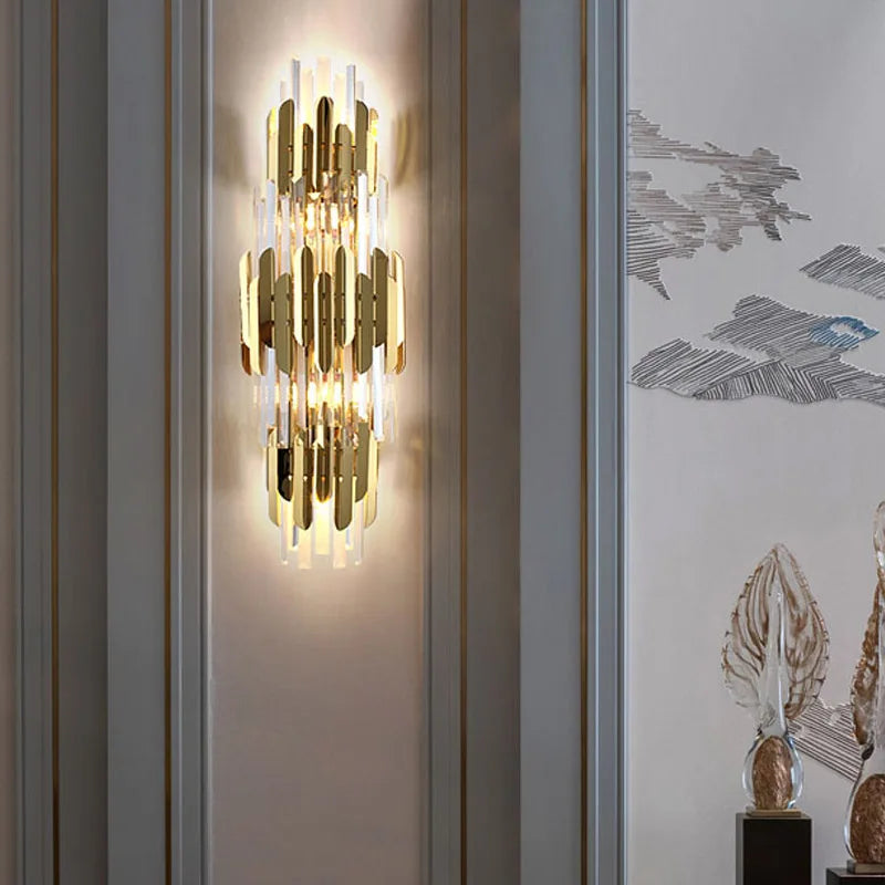 Gold Crystal LED Wall Lamp for Elegant Home Lighting