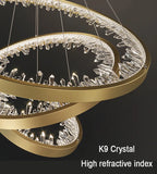 Crystal LED Chandelier Circle Hanging Lamp - Modern Luxury Dimmable Lighting