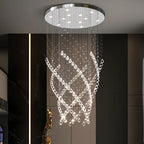 Crystal Chandelier for High Ceilings Living Room - Modern Luxury Spiral Stair Pendant Lamp