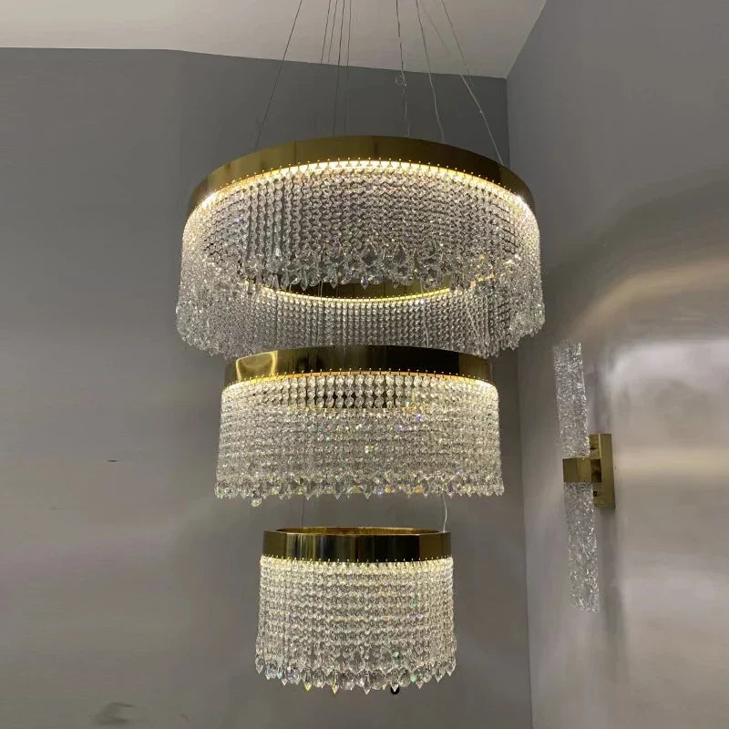 Modern Crystal LED Chandelier for Living Room Dining Luxury Ceiling Pendant Lamp