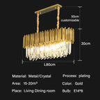 Crystal Oval Round Chandelier: Luxury Nordic Modern LED Lighting for Home and Bar