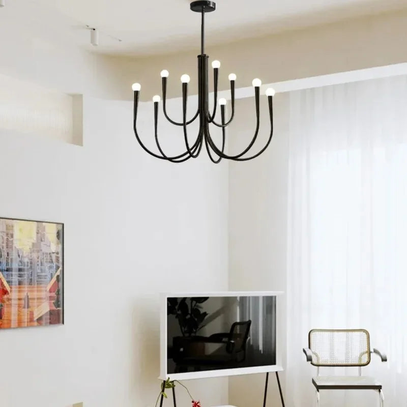 French Style Black Pendant Light Luxury Led Chandelier Room Decor
