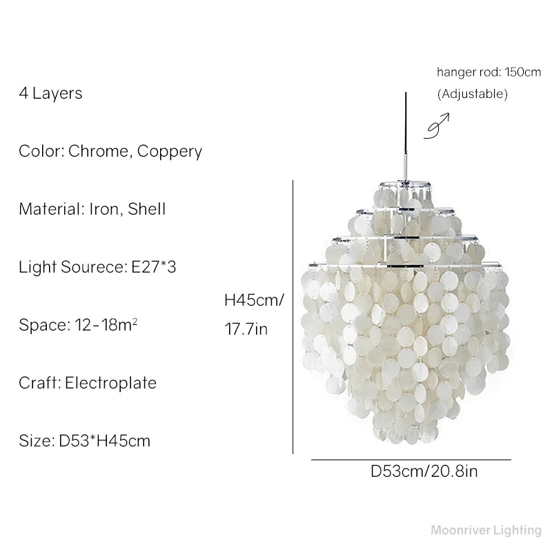 Aeolian Bells Shell Chandelier for Mediterranean Living Room, Shop, Bar, and Restaurant