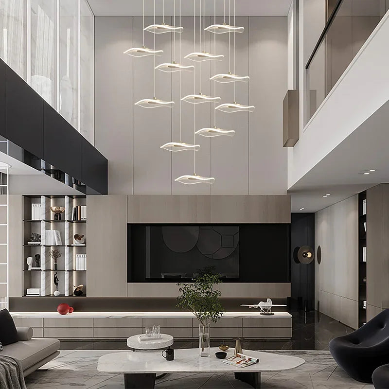 Modern Duplex Chandelier for Luxe Living and Sales Spaces