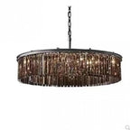 Retro Gold Black Metal LED Crystal Pendant Chandelier Loft Hanging Light