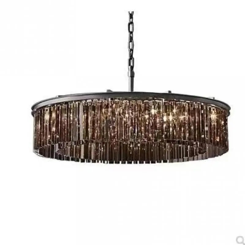 Retro Gold Black Metal LED Crystal Pendant Chandelier Loft Hanging Light
